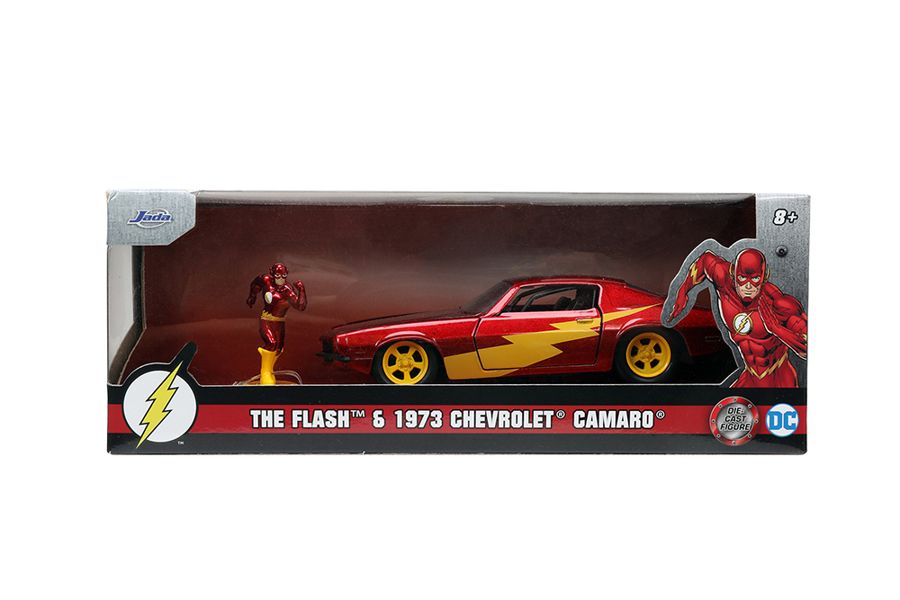 Jada Camaro with The Flash figure in window box